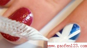 米字旗美甲DIY教程 www.gaofen123.com